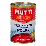 Томаты Polpa Mutti резаные кубиками в томатном соке с базиликом (Италия), 400 г