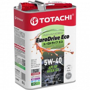 Масло моторное Totachi EuroDrive Eco Advanced 5w40, синтетическое, API SP, ACEA C3, универсальное, 4л, фонарик в подарок, арт. E6704A