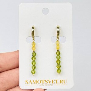 Серьги длинныые из Хризолита и Цитрина