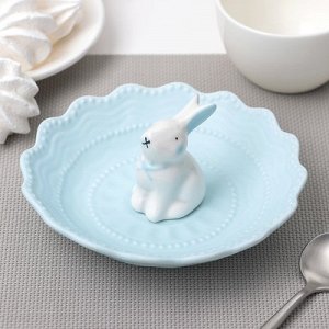 Блюдце "Кружева Кролик" 15 см, цвет голубой