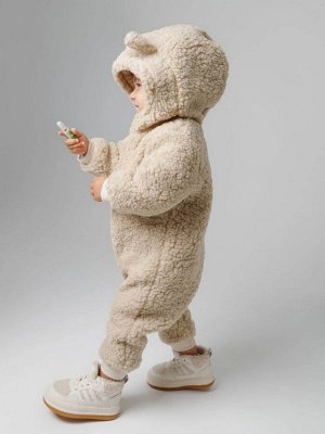 Комбинезон плюшевый с ушками мишки детский Amarobaby Plush, молочный
