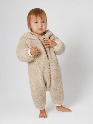 Комбинезон плюшевый с ушками мишки детский Amarobaby Plush, молочный