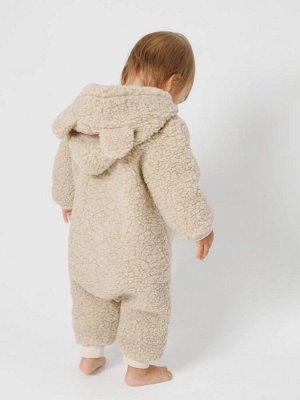 Комбинезон плюшевый с ушками мишки детский Amarobaby Plush, молочный