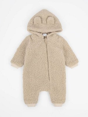 Комбинезон плюшевый с ушками мишки детский Amarobaby Plush, молочный