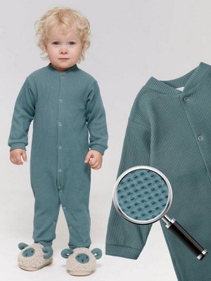 Комбинезон детский без следа Amarobaby Waffle, цвет зеленый, размер 74