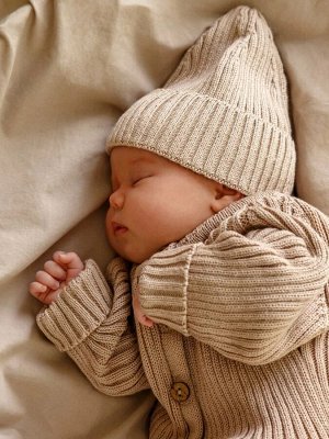 Комбинезон вязаный детский Amarobaby Pure Love Tot, демисезонный, бежевый