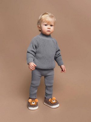 Свитер вязаный детский с высокой горловиной Amarobaby WARM, цвет серый