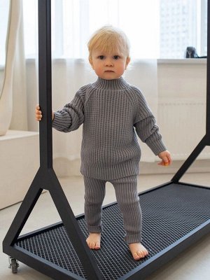 Свитер вязаный детский с высокой горловиной Amarobaby WARM, цвет серый
