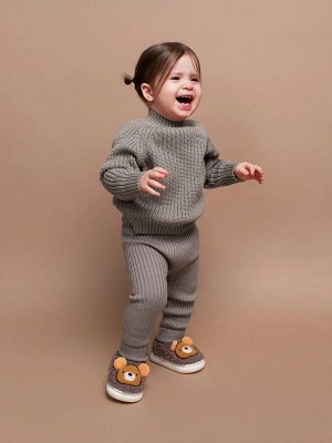 Свитер вязаный детский с высокой горловиной Amarobaby WARM, цвет коричневый