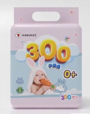 Салфетки влажные детские HARUKO с клапаном, 300 шт (лист 200*150мм), с экстрактом алое