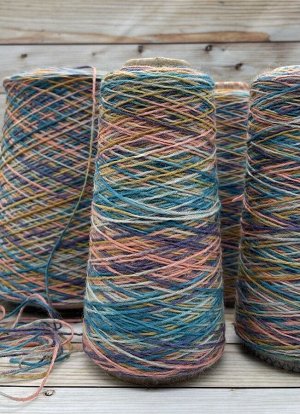 Пряжа для вязания 100 гр, Calzetteria носочная пряжа 75% меринос 25% полиамид 400м/100г 16Бирюза-розовый-горчица