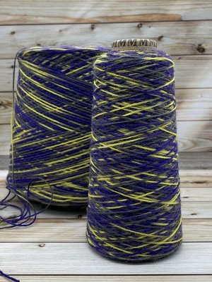 Пряжа для вязания 100 гр, Calzetteria носочная пряжа 75% меринос 25% полиамид 400м/100г Фиолетовый-желтый-темно-серый