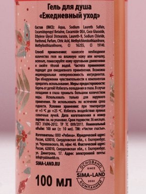 Подарочный набор новогодний «Исполнения желаний»: гель для душа 100 мл и мочалка для тела, Чистое счастье