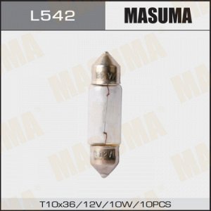 Лампа салонная MASUMA 12v 10W T10x37 SV8.5 (уп.10шт) L542