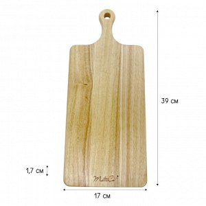 Доска разделочная, 39 х 17 см., с ручкой, Гевея, 1/20