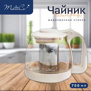 Чайник, 700 мл, жаропрочное стекло, пластик, NATURA PROFI