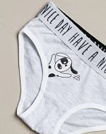 Трусы детские слипы для девочки с принтом цвет Серый меланж