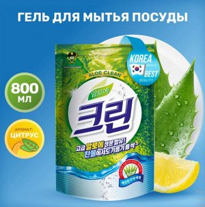 Гель для мытья посуды SANDOKKAEBI Алоэ Клин 800мл, мягкая упаковка 1/12