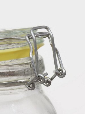Банка стеклянная для сыпучих продуктов с бугельным замком «Радуга», 900 мл, 12*11*15 см, цвет МИКС