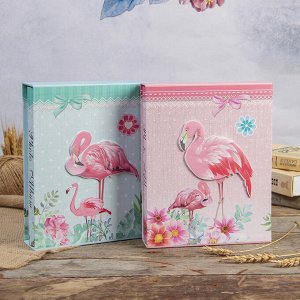 Фотоальбом магнитный 20 листов "Фламинго в цветах" в коробке МИКС 26х20,5х5 см
