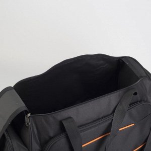 Сумка спортивная, 3 отдела на молниях, наружный карман, цвет чёрный/оранжевый