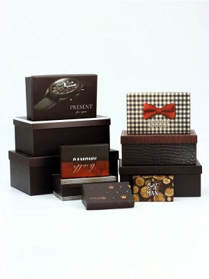 Набор подарочных коробок 10 в 1 "Настоящему мужчине", 32,5 х 20 х 12,5 -12 х 7 х 4 см