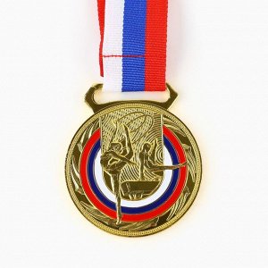 Медаль тематическая золото «Гимнастика», d=5 см, с лентой