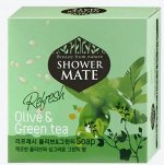 Мыло косметическое олива и зеленый чай Shower Mate Refresh Olive &amp; Green Tea Soap 100г 1/48