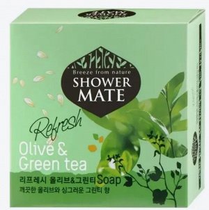 Мыло косметическое олива и зеленый чай Shower Mate Refresh Olive & Green Tea Soap 100г 1/48