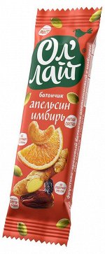 Батончик фрукты/орехи Ол`лайт Апельсин/Имбирь