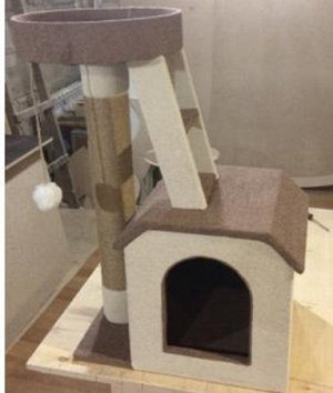 Усатый дом Игровой комплекс для кошки &quot;Эксклюзив&quot; 80см ткань, ковровые трубы