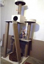 Комплекс для кошки &quot;Горка с домиком&quot; высота 190cм иск мех, джут