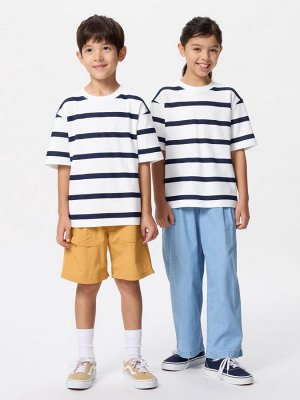 UNIQLO AIRism - полосатая футболка с круглым вырезом - 01 OFFWHITE