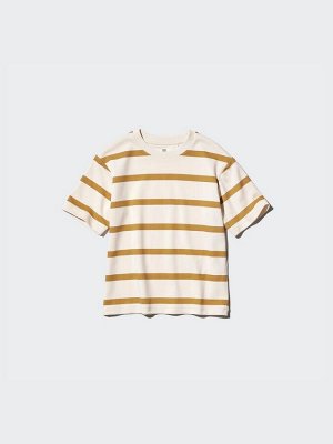 UNIQLO AIRism - полосатая футболка с круглым вырезом - 41 YELLOW