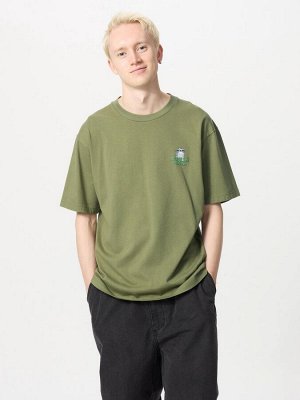 UNIQLO UT - хлопковая футболка унисекс с принтом &quot;Улица сезам&quot; - 56 OLIVE