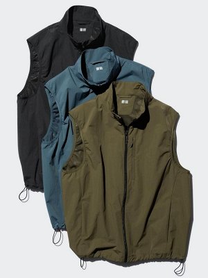 UNIQLO - ветрозащитный жилет унисекс из нейлона - 56 OLIVE