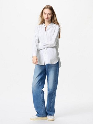 UNIQLO - хлопковая рубашка в полоску - 00 WHITE