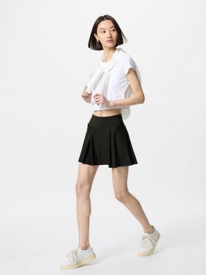 UNIQLO - ультраэластичная спортивная юбка-шорты со складками - 09 BLACK