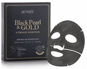 Гидрогелевая маска для лица с чёрной жемчужной пудрой и золотом