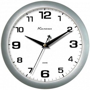 Часы настенные ход плавный, Камелия "Серебро", круглые, 29*29*3,5, серебристая рамка