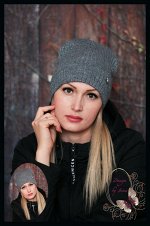 Вязаная шапка с люрексом «Сара» серая