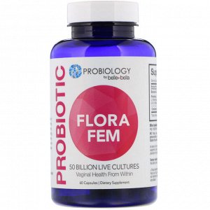 Belle+Bella, Probiology, Probiotic Flora Fem, 50 Billion CFU, 60 Capsules