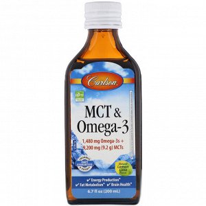 Carlson Labs, MCT & Omega-3, Natural Lemon Lime, 6.7 fl oz (200 ml)