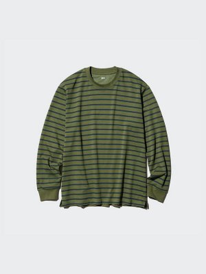UNIQLO AIRism - свободная кофта в полоску из хлопка - 69 NAVY