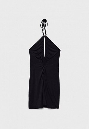 Платье Короткое платье с вырезами в области декольте (Kurzes Kleid mit Cut-outs am Ausschnitt) Короткое регулируемое платье с воротником-халтер, шнуровкой и разрезом на присборенном вырезе. Свободная 