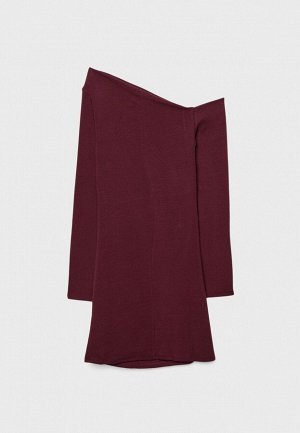 Платье Короткое асимметричное платье (Kurzes asymmetrisches Kleid) Короткое облегающее платье с открытыми плечами, асимметричным вырезом, длинными рукавами и рюшами по бокам.