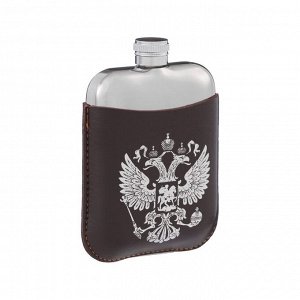 Фляжка для алкоголя "Герб России", нержавеющая сталь, подарочная, 180 мл, 6 oz