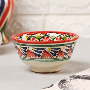 Пиала Риштанская керамика "Узоры", 9,5 см микс, красная