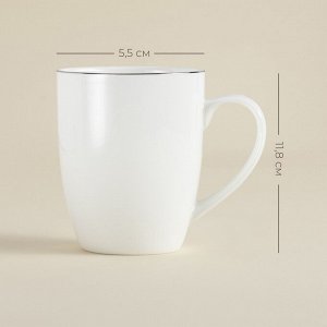 Sima-Land Home Кружки SL Home «Каскарон», 380 мл, 11.8x8.5x10.4 см, набор 2 шт., костяной фарфор, белые