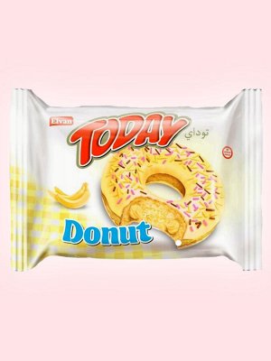 Пончик с банановым кремом Elvan TODAY Donut Banana Тудей Донат со вкусом Банан Кекс To Day 40 гр